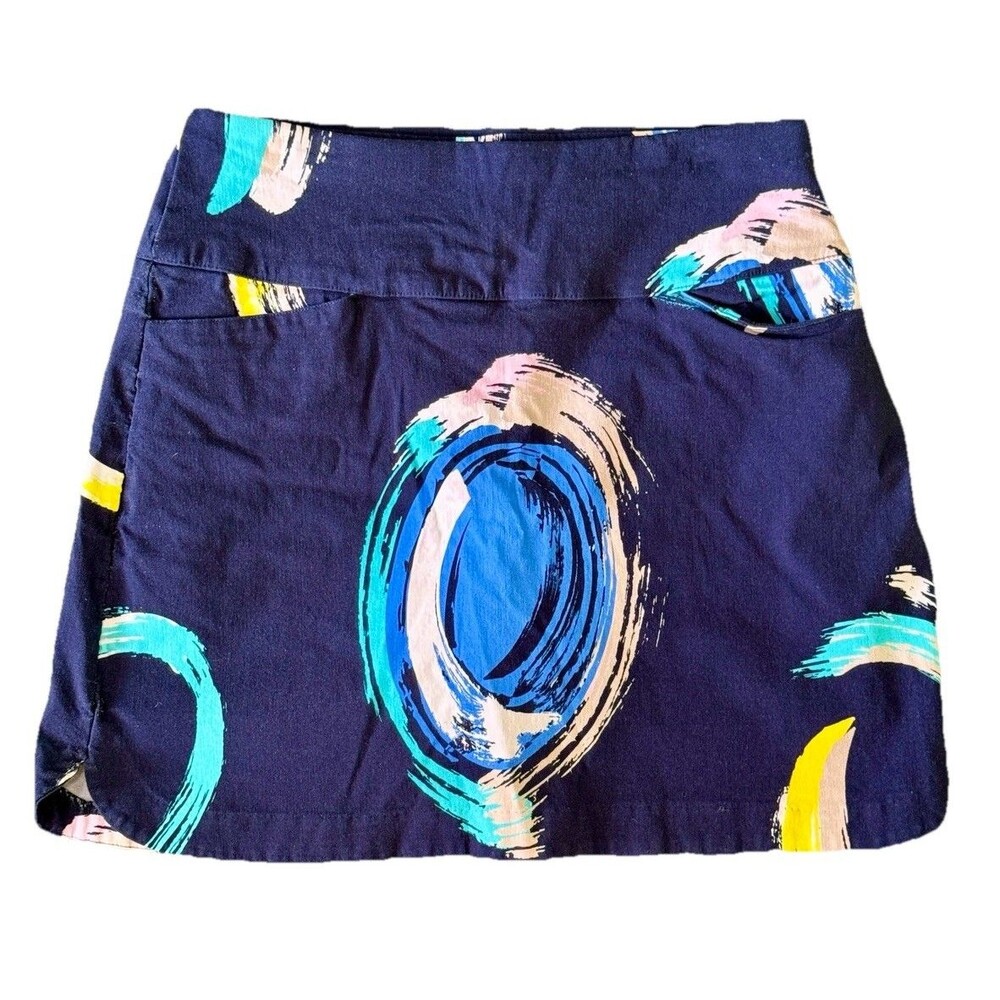 Lady Hagen Women’s Navy Blue Brushstroke Stretch Golf Built-In Shorts Skort Med